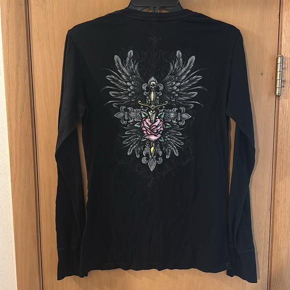 Stranded Women’s Long Sleeve Y2K Wings Tee T-Shirt Black Size Large - Picture 6 of 9